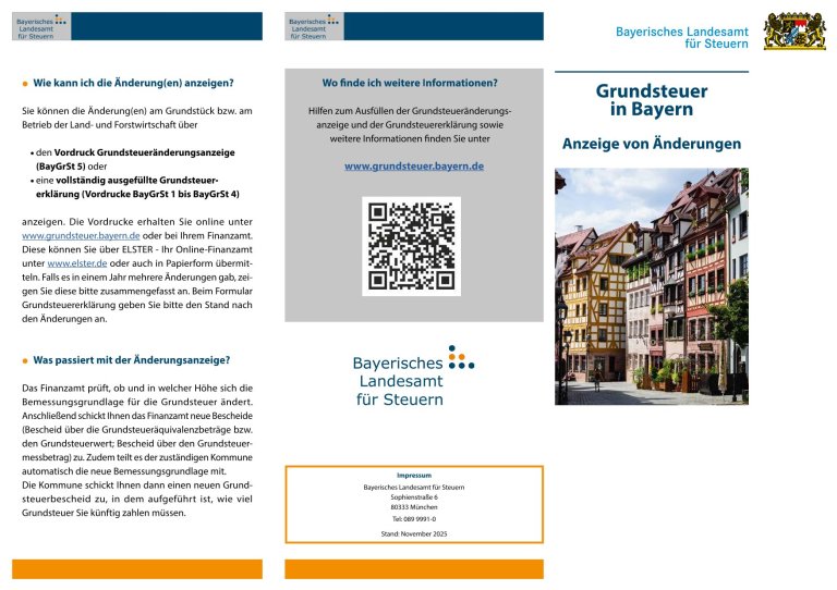 Grundsteuer in Bayern, Anzeige von Änderungen