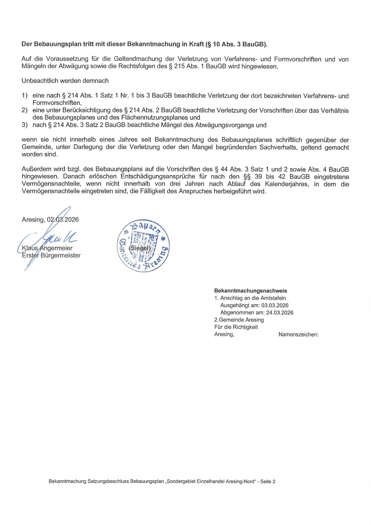 Bekanntmachung v. 03.03.2026 - Seite 2 Bekanntmachung v. 03.03.2026 - Seite 2